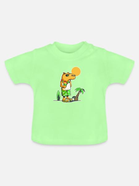 Capybara am Strand - Baby Bio-T-Shirt mit Rundhals - Mintgrün