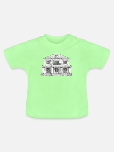 Klassisches Vorderhaus Linienzeichnung - Baby Bio-T-Shirt mit Rundhals - Mintgrün
