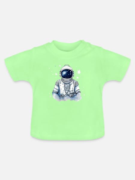 Astronaut im Sternenraum - Baby Bio-T-Shirt mit Rundhals - Mintgrün