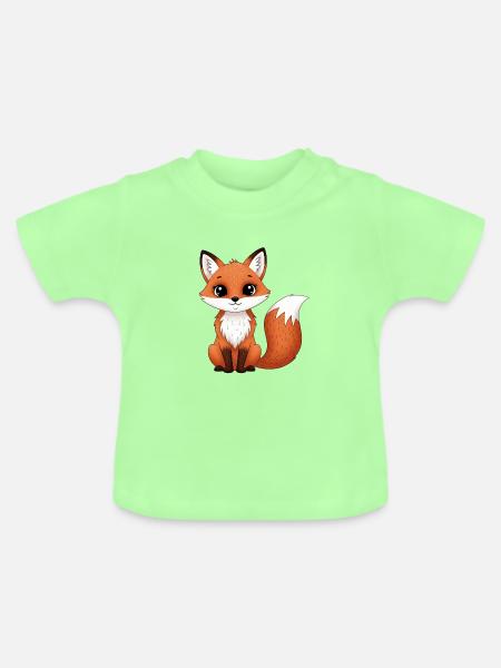 Süßer Fuchs im Cartoonstil - Baby Bio-T-Shirt mit Rundhals - Mintgrün