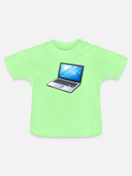 Laptoplicht Blau Neon - Baby Bio-T-Shirt mit Rundhals - Mintgrün