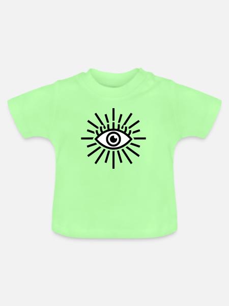 Allsehendes Auge Strahlen - Baby Bio-T-Shirt mit Rundhals - Mintgrün