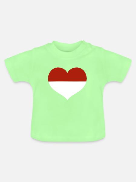 Flaggenherz von Monaco - Baby Bio-T-Shirt mit Rundhals - Mintgrün