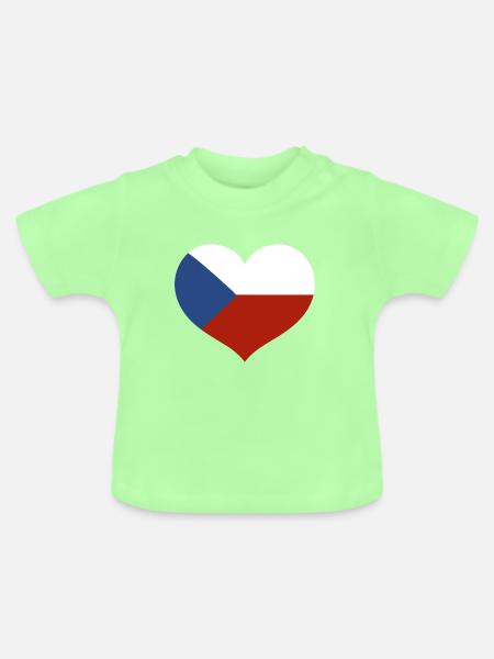 Tschechische Herzflagge - Baby Bio-T-Shirt mit Rundhals - Mintgrün