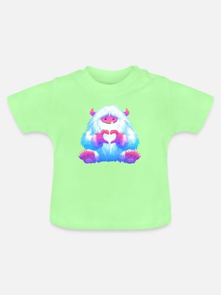 Kuscheliges Herzmonster - Baby Bio-T-Shirt mit Rundhals - Mintgrün