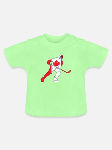 Eishockeyspieler mit der kanadischen Flagge - Baby Bio-T-Shirt mit Rundhals - Mintgrün