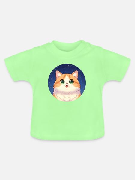 Sternennacht-Kätzchen - Baby Bio-T-Shirt mit Rundhals - Mintgrün