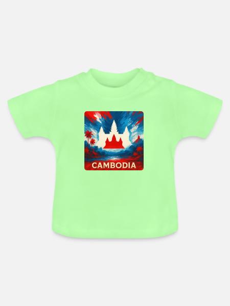 Kambodscha Tempel Design - Baby Bio-T-Shirt mit Rundhals - Mintgrün