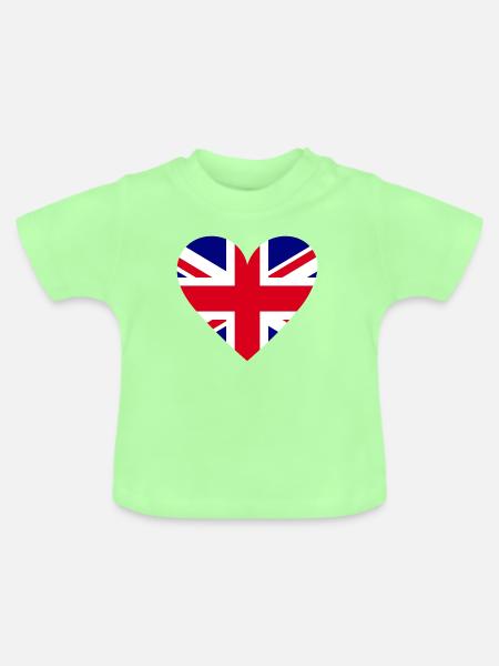 Herzflagge Großbritannien - Baby Bio-T-Shirt mit Rundhals - Mintgrün