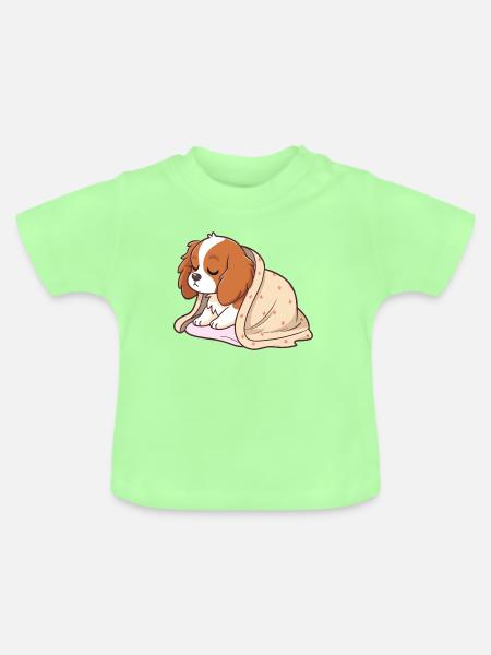Schläferwelpe unter Decke - Baby Bio-T-Shirt mit Rundhals - Mintgrün