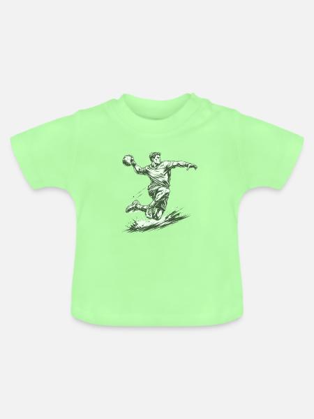 Dynamischer Handballer im Comic Stil - Baby Bio-T-Shirt mit Rundhals - Mintgrün