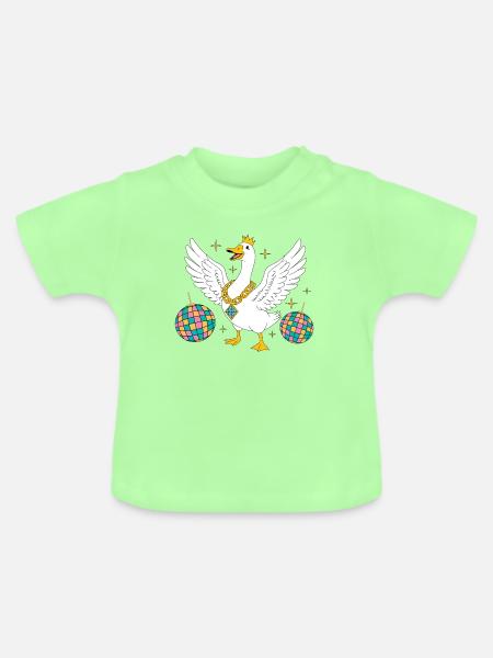 Königliche Party-Gans mit Glitzerkette - Baby Bio-T-Shirt mit Rundhals - Mintgrün