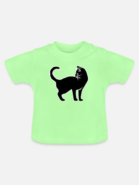 Minimalistische weiße Katzensilhouette - Baby Bio-T-Shirt mit Rundhals - Mintgrün