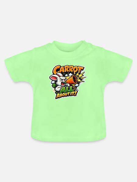 Karotten Megafon Bunny – Comic Stil - Baby Bio-T-Shirt mit Rundhals - Mintgrün