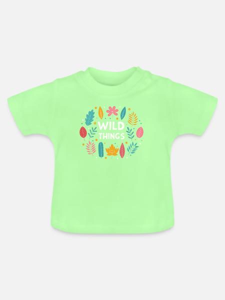 Wild Things Blumenmuster - Baby Bio-T-Shirt mit Rundhals - Mintgrün