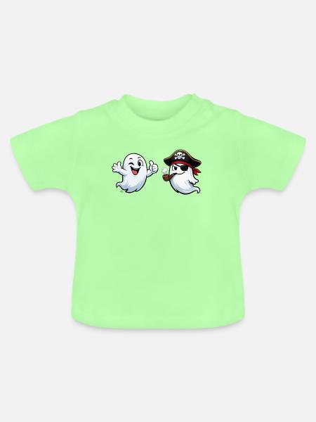 Geisterpirat-Duo - Baby Bio-T-Shirt mit Rundhals - Mintgrün