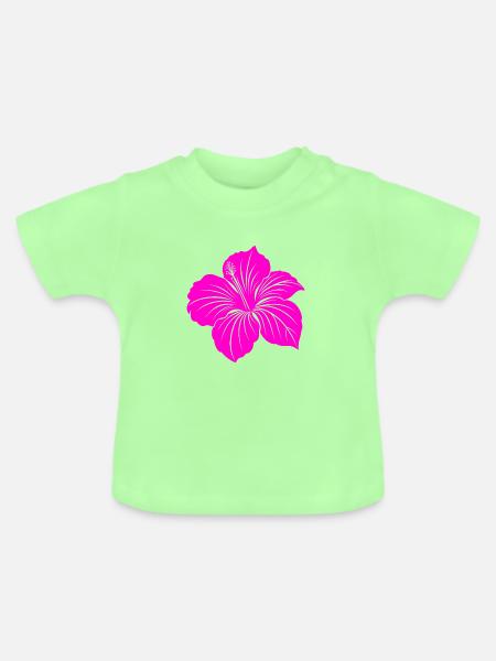 Hibiskusblüte - Baby Bio-T-Shirt mit Rundhals - Mintgrün