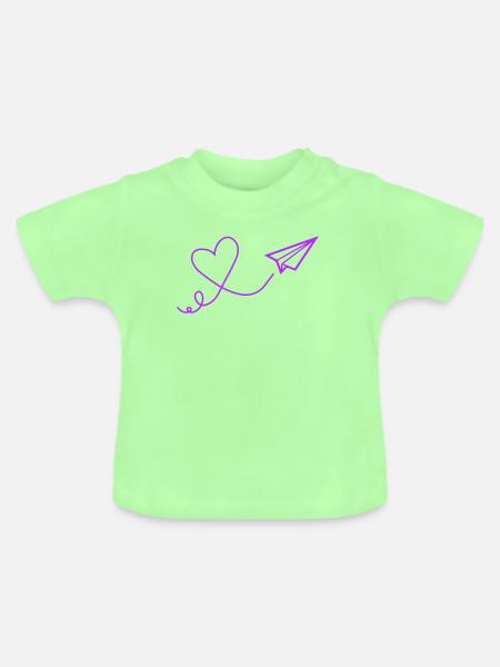 Herzflug Papierflug Illustration - Baby Bio-T-Shirt mit Rundhals - Mintgrün