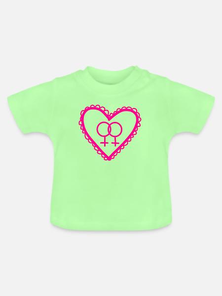 Herz der zwei Feminisymbole - Baby Bio-T-Shirt mit Rundhals - Mintgrün