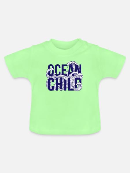 Ocean Gold Wellenkunst - Baby Bio-T-Shirt mit Rundhals - Mintgrün