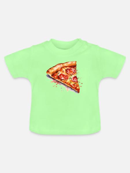 Wasserfarbene Pizzascheibe - Baby Bio-T-Shirt mit Rundhals - Mintgrün