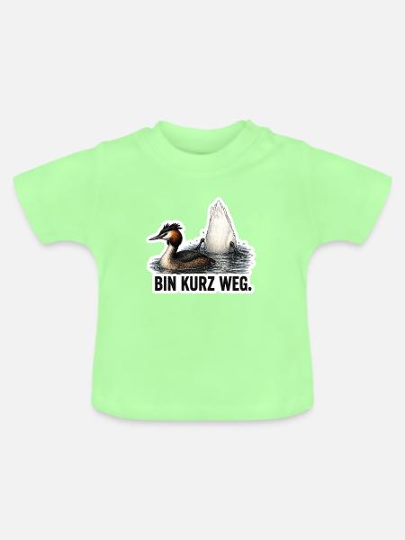 Bin kurz weg – Vogel Motiv - Baby Bio-T-Shirt mit Rundhals - Mintgrün