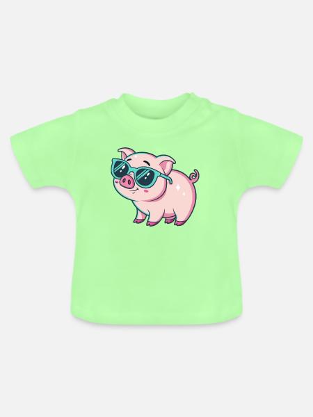 Cool Pig Sonnenbrille - Baby Bio-T-Shirt mit Rundhals - Mintgrün