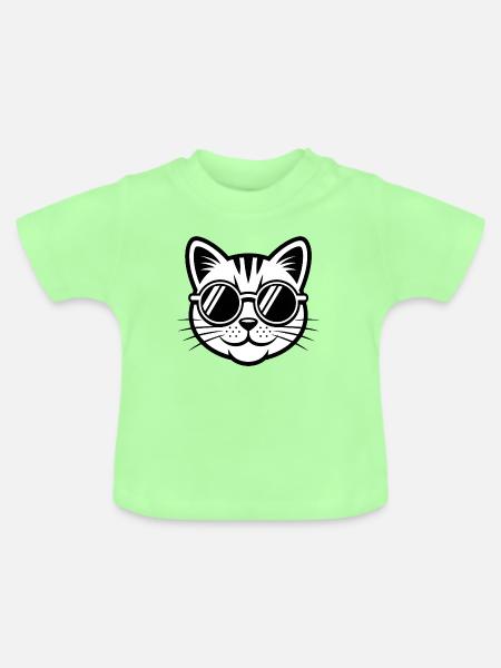 Coole Katze mit Sonnenbrille - Baby Bio-T-Shirt mit Rundhals - Mintgrün