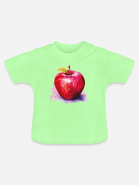 Aquarell Apfel im Farbspritzer - Baby Bio-T-Shirt mit Rundhals - Mintgrün
