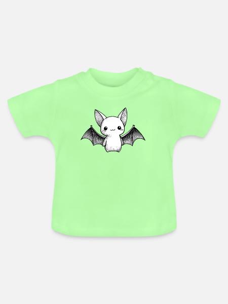 Kawaii-Fledermaus voller Zärtlichkeit - Baby Bio-T-Shirt mit Rundhals - Mintgrün
