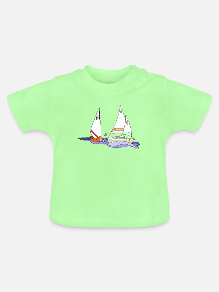 Segelboote - Baby Bio-T-Shirt mit Rundhals - Mintgrün