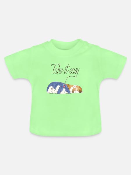 Ganz ruhig, Shihtzu-Welpen - Baby Bio-T-Shirt mit Rundhals - Mintgrün
