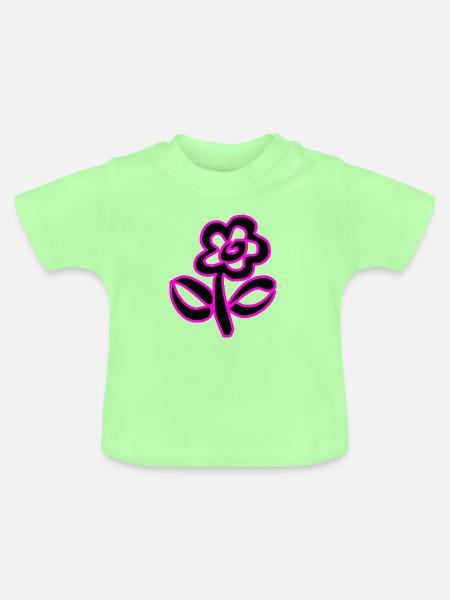 Blumen - Baby Bio-T-Shirt mit Rundhals - Mintgrün