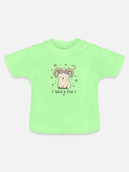 Astro-Widder – Wild & Free - Baby Bio-T-Shirt mit Rundhals - Mintgrün