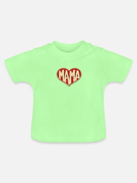 Mama Herz  - Baby Bio-T-Shirt mit Rundhals - Mintgrün