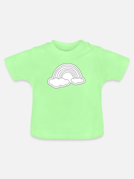 Minimalistischer Regenbogen auf Wolken - Baby Bio-T-Shirt mit Rundhals - Mintgrün