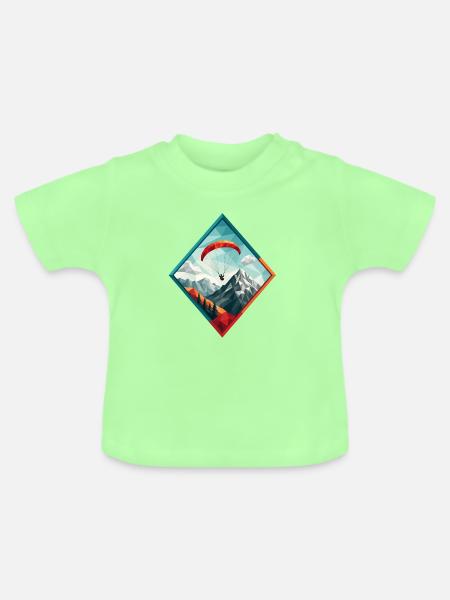 Paraglider über Berglandschaft - Baby Bio-T-Shirt mit Rundhals - Mintgrün