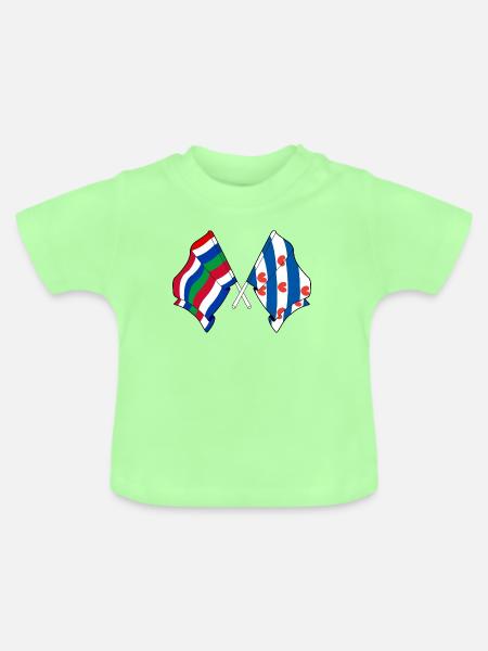 Schier & Friesland kreuzte Flaggen - Baby Bio-T-Shirt mit Rundhals - Mintgrün