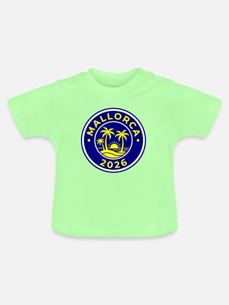 Mallorca 2026 Palmen - Baby Bio-T-Shirt mit Rundhals - Mintgrün