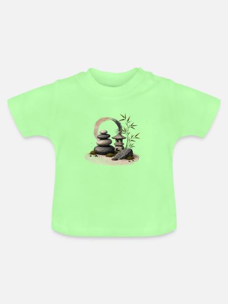 Zen Garten Ruhe - Baby Bio-T-Shirt mit Rundhals - Mintgrün