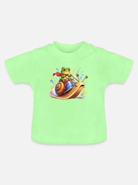 Froschritter auf Schnecke - Baby Bio-T-Shirt mit Rundhals - Mintgrün
