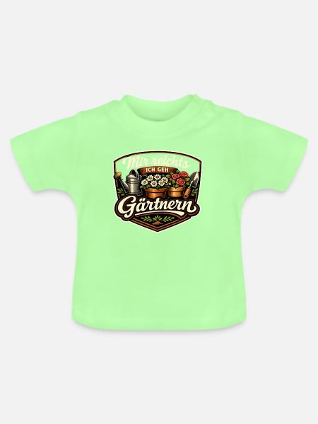 Gärtnern-Statement Badge - Baby Bio-T-Shirt mit Rundhals - Mintgrün