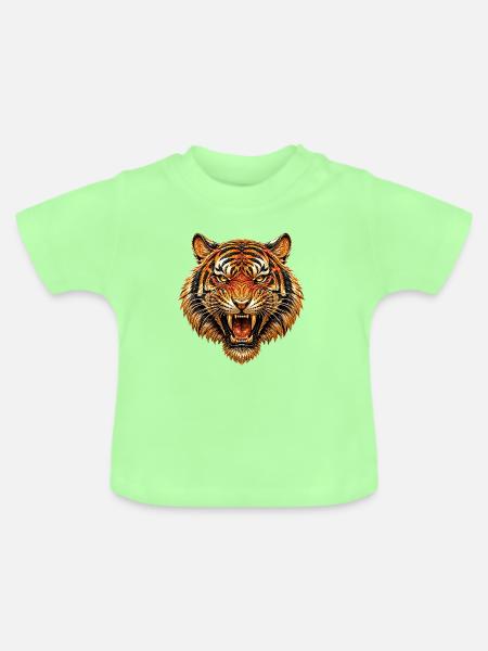 FlammenTigerkopf - Baby Bio-T-Shirt mit Rundhals - Mintgrün