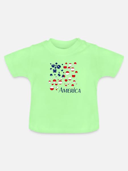 Americana Flaggen-Punkte Collage - Baby Bio-T-Shirt mit Rundhals - Mintgrün