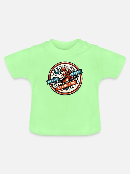 Pony PS Spruch Rund-Design - Baby Bio-T-Shirt mit Rundhals - Mintgrün