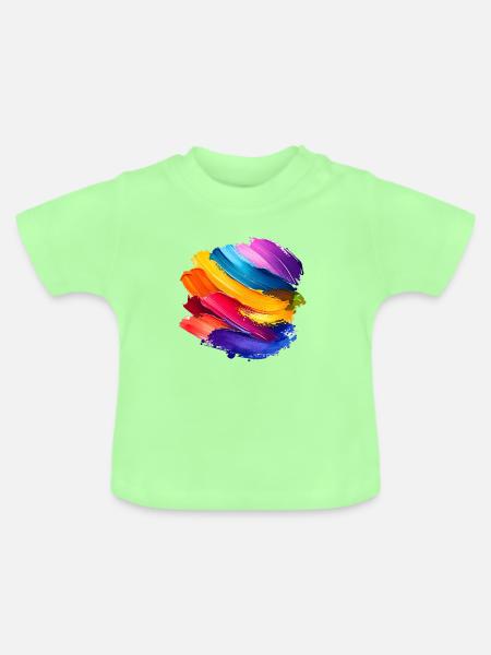 Regenbogen-Pinselstrich - Baby Bio-T-Shirt mit Rundhals - Mintgrün