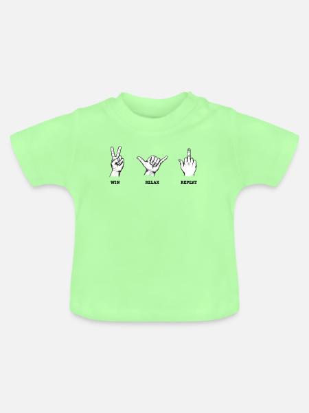 Win Relax Repeat Handzeichen Set – Illustration - Baby Bio-T-Shirt mit Rundhals - Mintgrün