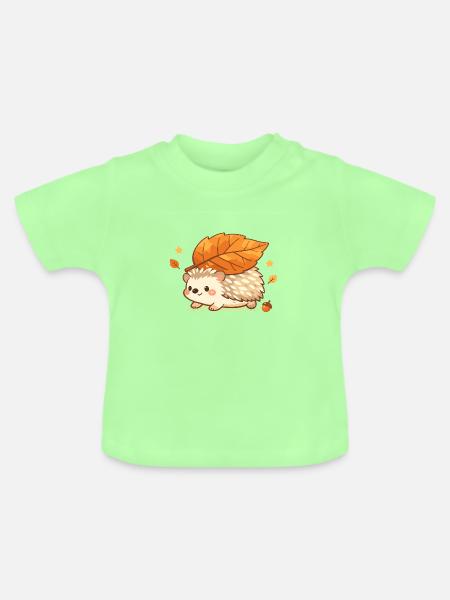 Herbstigel mit Ahornblatt - Baby Bio-T-Shirt mit Rundhals - Mintgrün
