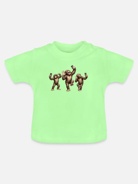 Affen machen ein Selfie - Baby Bio-T-Shirt mit Rundhals - Mintgrün