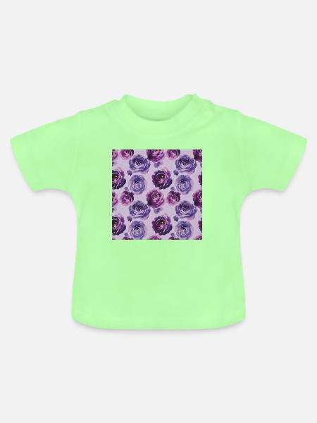Lavendelrosen: violettes Motiv - Baby Bio-T-Shirt mit Rundhals - Mintgrün